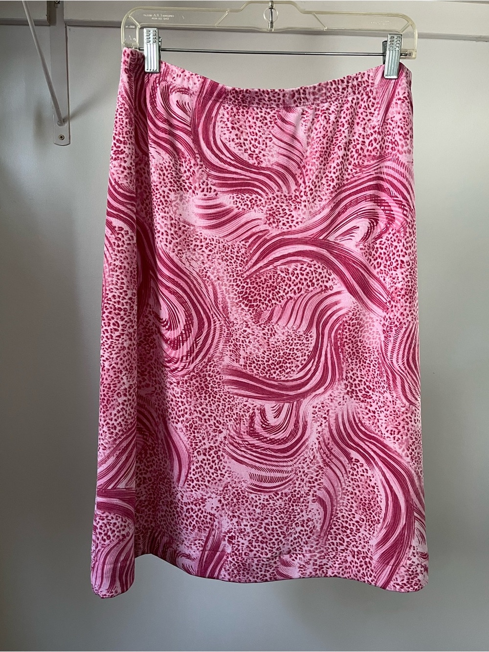 Kim&Co Pink Funky Wave & Leopard Print Midi Skirt Size XL - Picture 3 of 9